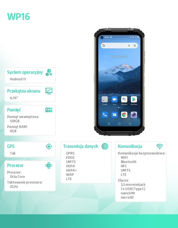 Smartfon WP16 8/128GB Czarny 