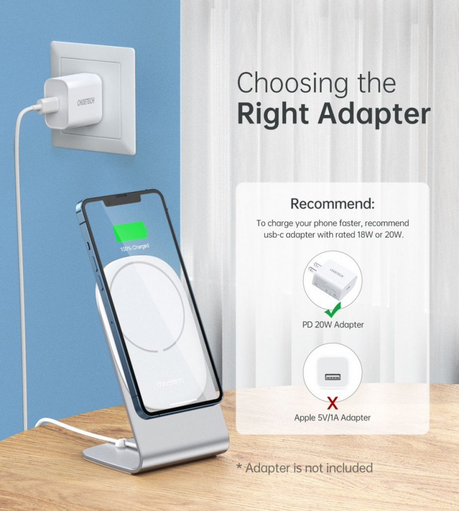 T517-F + H047 Ładowarka bezprzewodowa indukcyjna 15W 2A MagSafe | kabel USB-C 