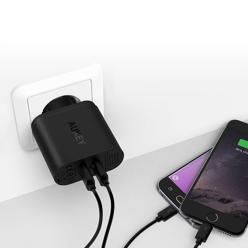 Ładowarka sieciowa PA-T16  2xUSB Quick Charge 3.0 6A 36W