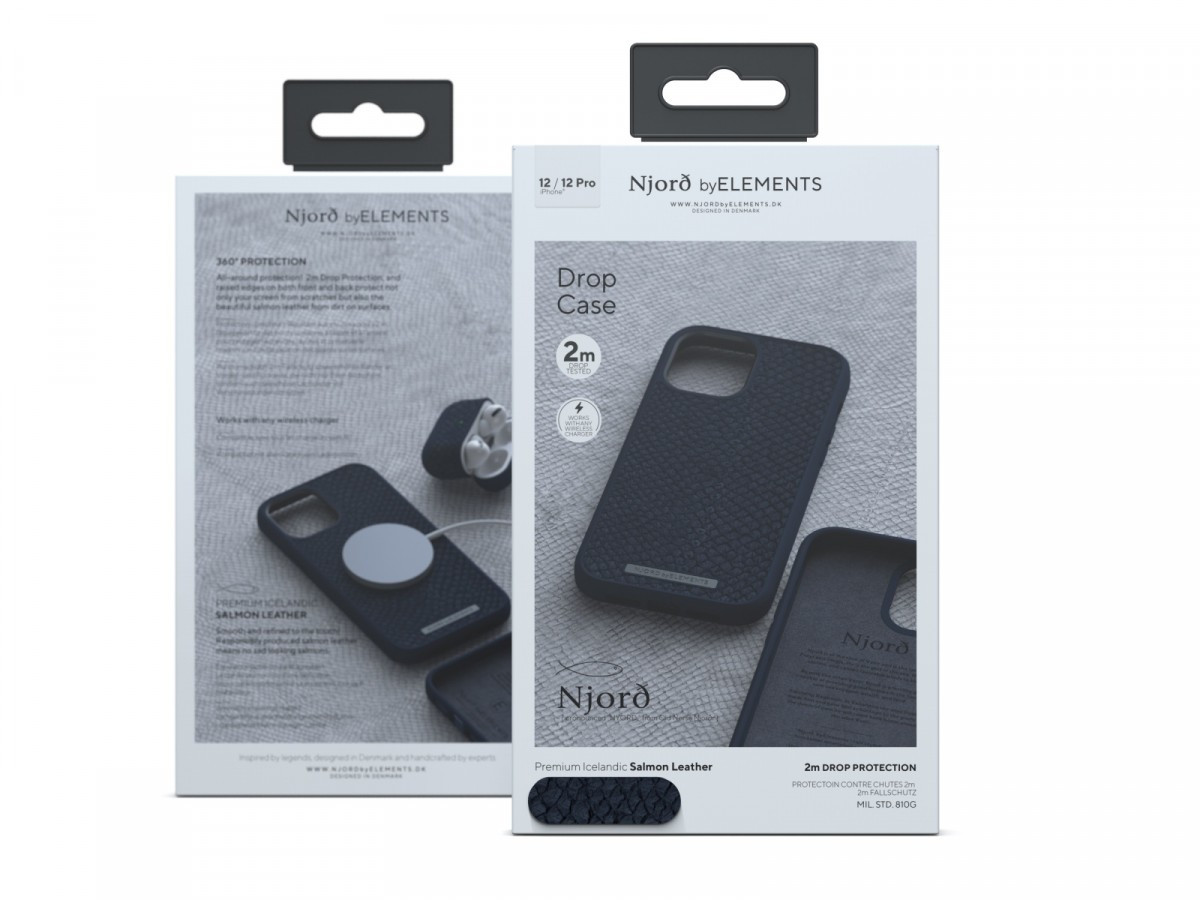 Etui z islandzkiej skóry łososia do iPhone 12 / 12 Pro szare 