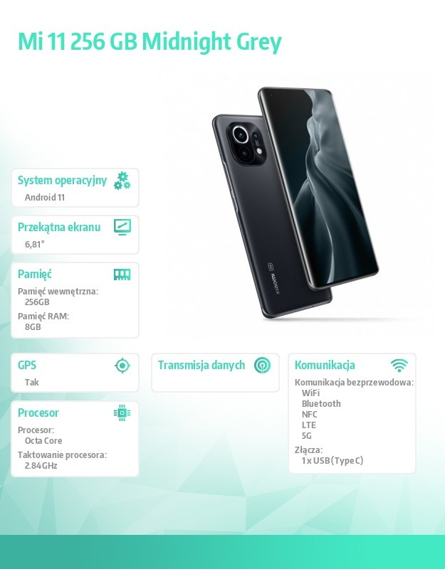 Mi 11 256 GB Midnight Grey