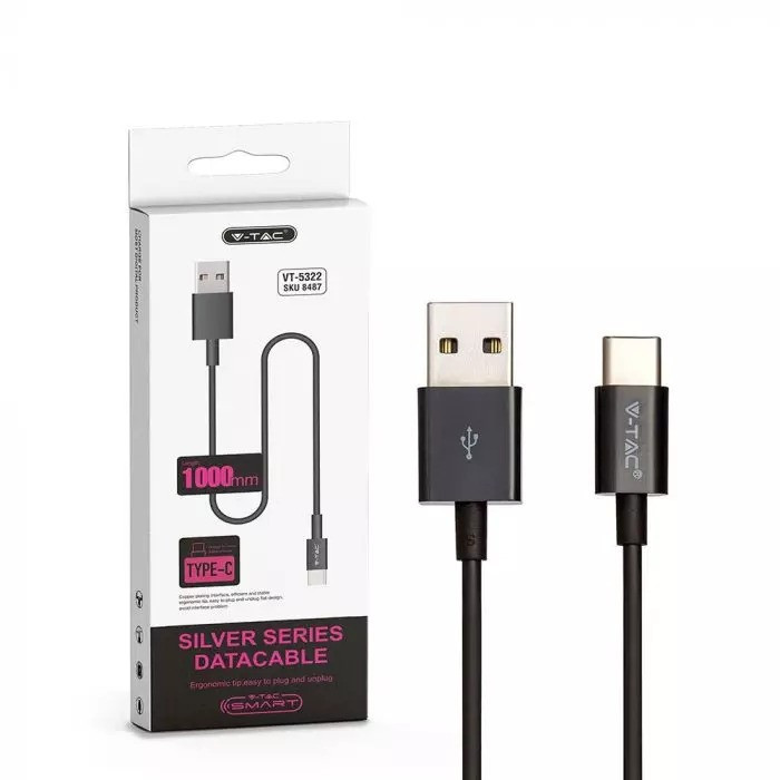 Kabel USB M - USB Typ-C 1m 1.0A Czarny 