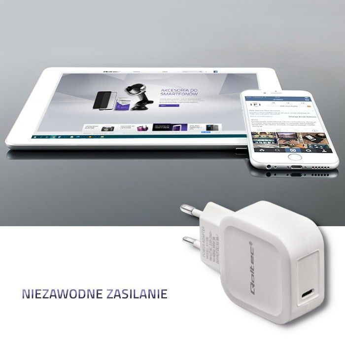 Ładowarka sieciowa 5V | 3A | 20W | USB typ C | PD | Biała 