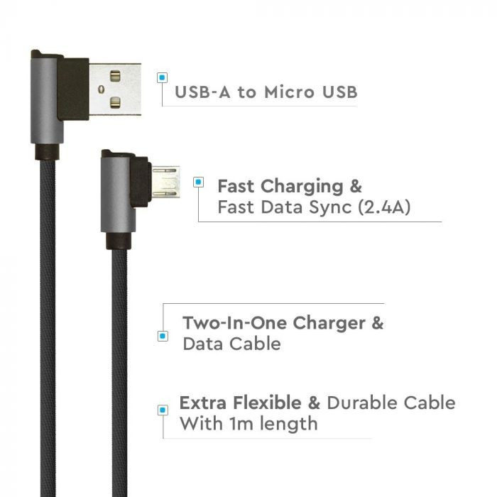 Kabel USB M - microUSB M 1M 2.4A 