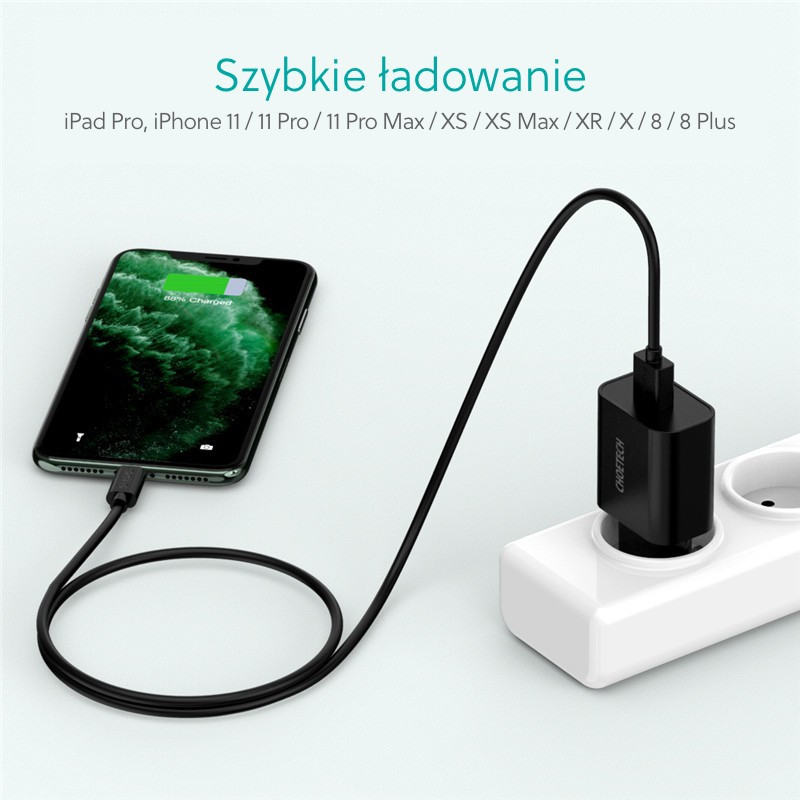 Q5003 Black Ładowarka sieciowa 1xUSB Quick Charge 3.0 3A 18W