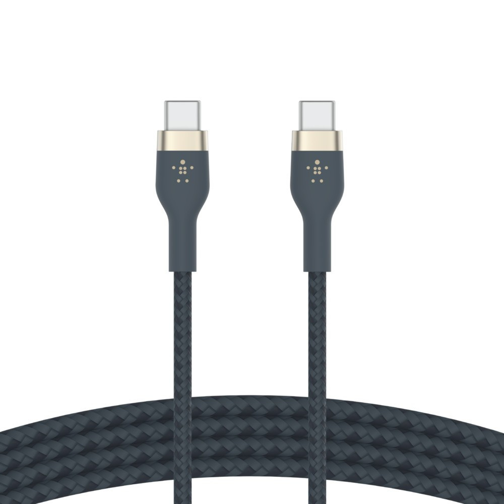 Kabel BoostCharge USB-C/USB-C silikonowy w oplocie 3m, niebieski