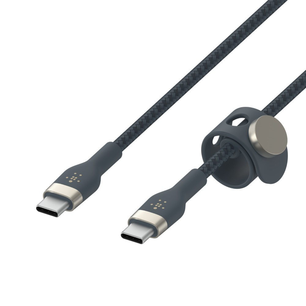 Kabel BoostCharge USB-C/USB-C silikonowy w oplocie 3m, niebieski