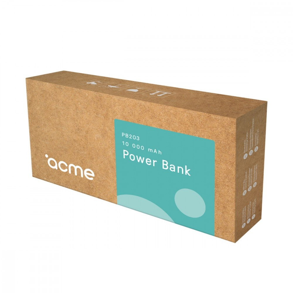 Powerbank PB203 10.000 mAh, metalowy, 10W, 2xUSB-A, Gwiezdna szarość