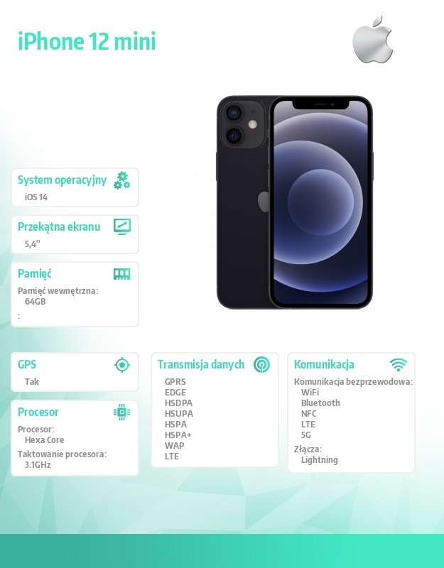 iPhone 12 Mini 64 GB Czarny