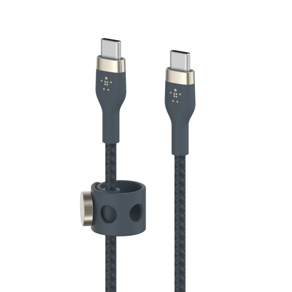 Kabel BoostCharge USB-C/USB-C silikonowy w oplocie 3m, niebieski