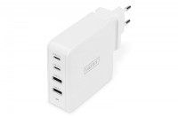 Uniwersalna 4-portowa ładowarka sieciowa 100W, 2x USB-C, 2x USB-A, PD 3.0 Biała