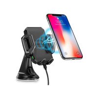 T521-S Black Uchwyt samochodowy / ładowarka bezprzewodowa 10W USB-C Qi